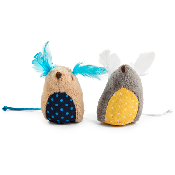 Mouse Mates Plush Catnip Toys 2 Pack with Feathers