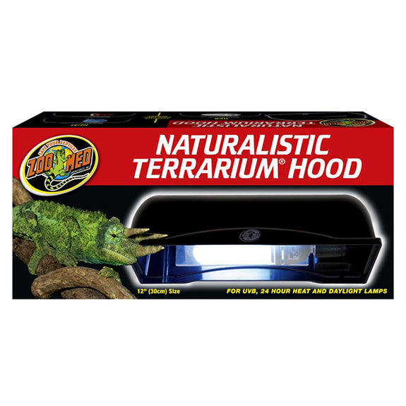 Naturalistic Terrarium Hood Compact Lamp Fixture with On/Off Switch Black