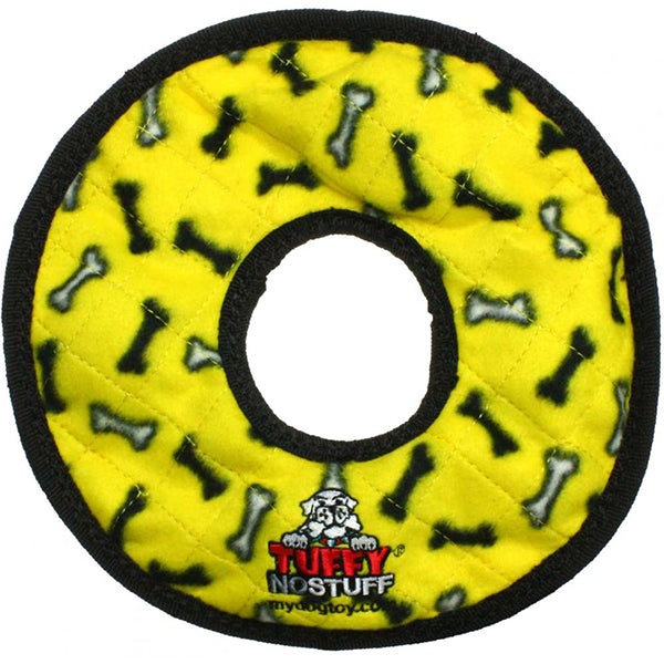 No Stuff Ultimate Ring Squeaky Durable Plush Dog Toy Yellow