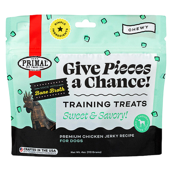 Give Pieces A Chance! Sweet & Savory Chewy Jerky Chicken Bone Broth Grain-Free Dog Treats