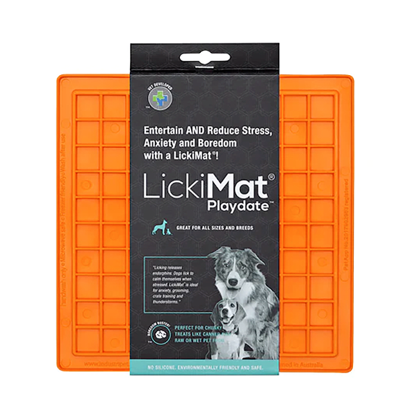 LickiMat Classic Playdate Solo Treat-Dispensing Dog Toy Orange