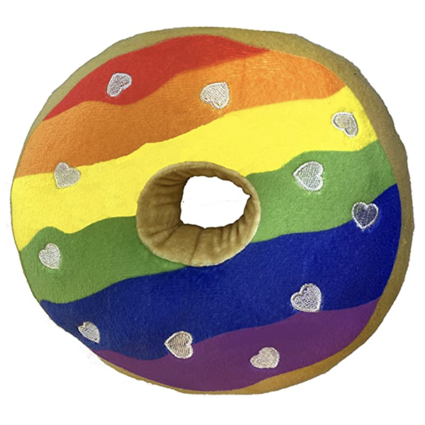 Lulubelles Power Plush Pride Doughnut Rainbow Squeaky Dog Toy