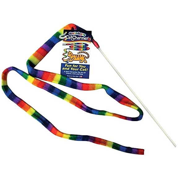 Rainbow Cat Charmer Fabric Wand Toy