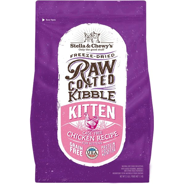 Raw Coated Kibble Cage Free Chicken Kitten Recipe Grain-Free Dry Cat Food