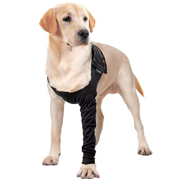 Wearable Recovery Front Leg Sleeve for Dogs Black