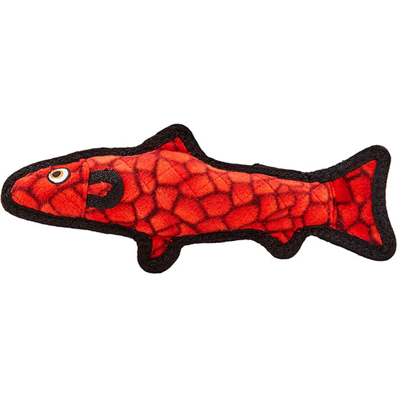 Sea Creatures Trout Squeaky Durable Plush Dog Toy Red