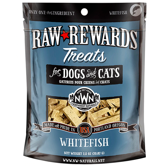 Raw Rewards 100% Whitefish Freeze-Dried Raw Grain-Free Dog & Cat Treats