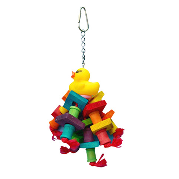 Happy Beaks Rubber Duck Monster Multicolored Hanging Bird Toy
