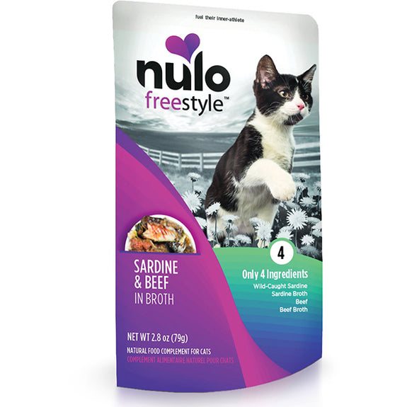 FreeStyle Sardine & Beef in Broth Grain-Free Wet Cat Food Topper Pouches