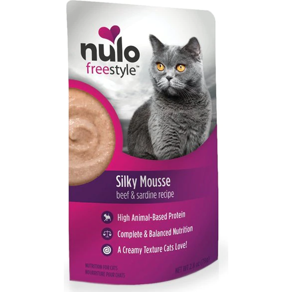 FreeStyle Silky Mousse Beef & Sardine Recipe Grain-Free Wet Food Pouches for Cats