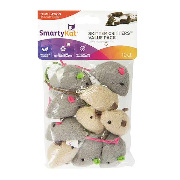 Skitter Critters Mice Plush Catnip Cat Toys 10 Pack