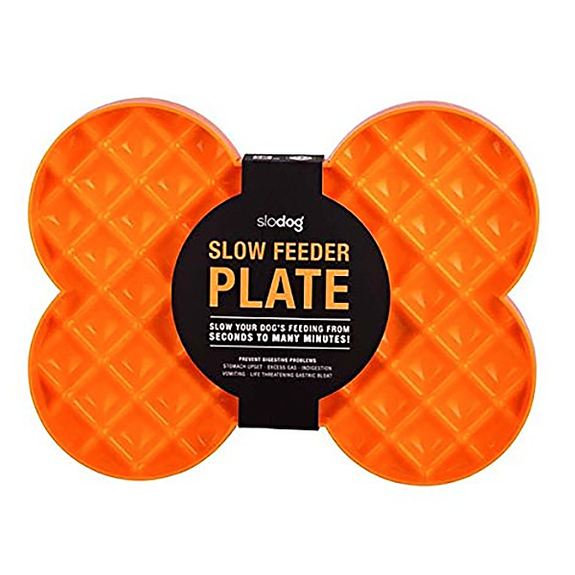 SloDog Slow Feeder Plate Dog Bowl Orange