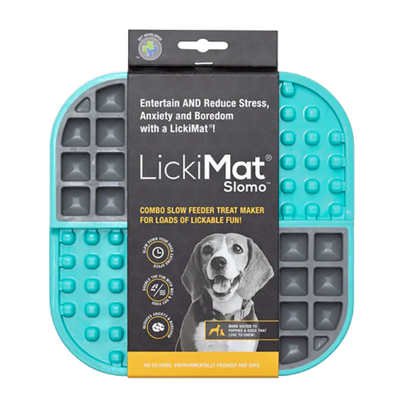 LickiMat Slomo Slow Feeder Solo Treat-Dispensing Dog Toy Turquoise