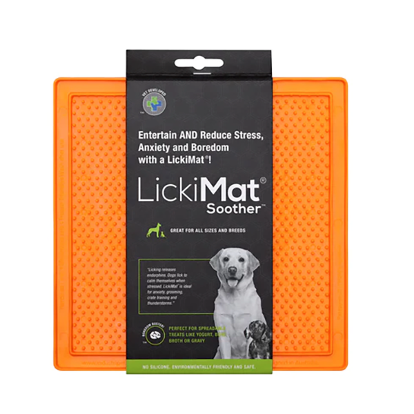 LickiMat Classic Soother Solo Treat-Dispensing Dog Toy Orange