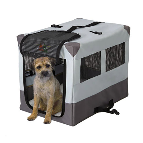 Sportable Canine Camper Water Resistant Folding Travel Dog Crate with Mesh & Fleece Bed