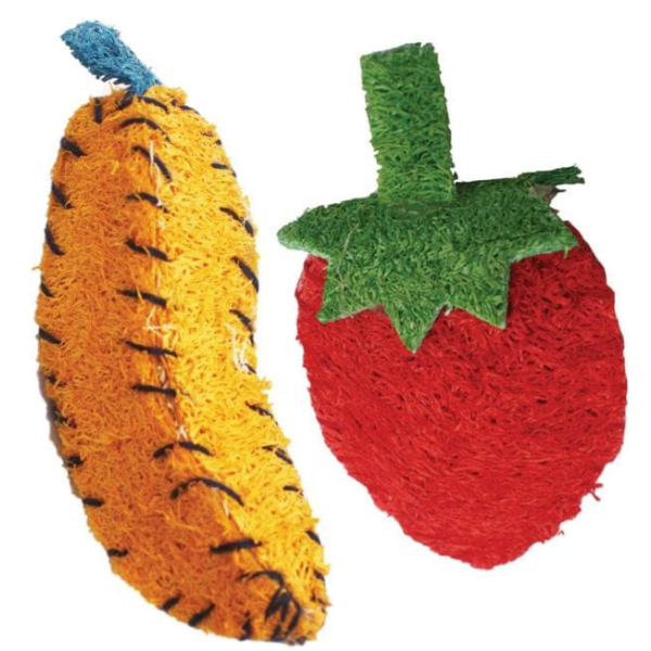 Nibbles Loofah Strawberry & Banana Small Animal Chew Toys