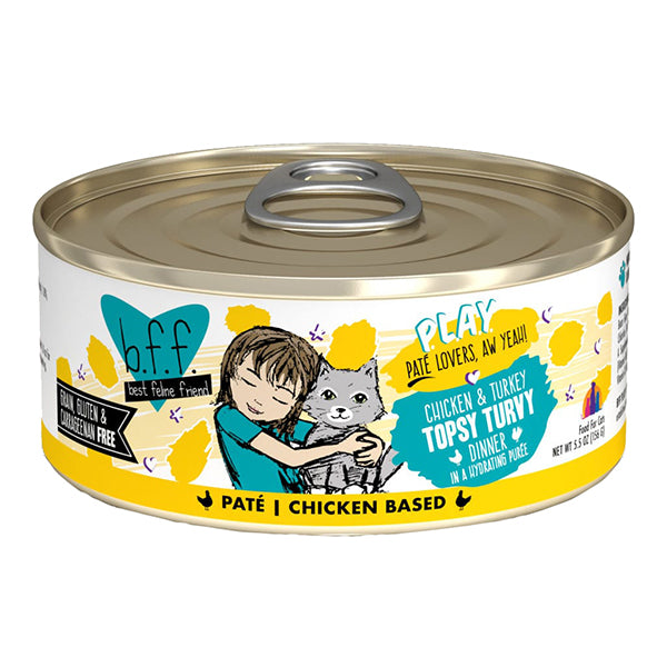 B.F.F. PLAY Chicken & Turkey Topsy Turvy Pate Canned Grain-Free Wet Cat Food