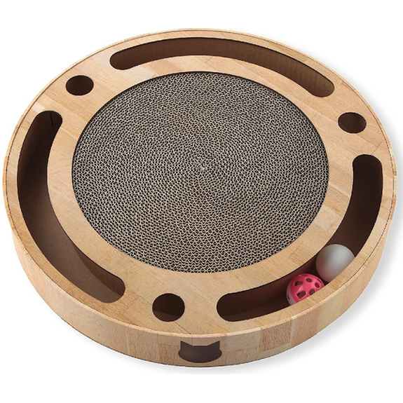 Interactive Track Ball with Scratching Cardboard Cat Toy