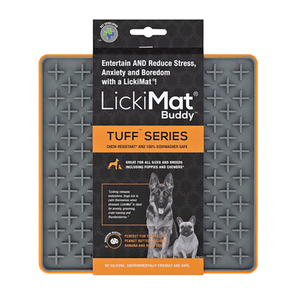 LickiMat Tuff Buddy Solo Treat-Dispensing Dog Toy Orange