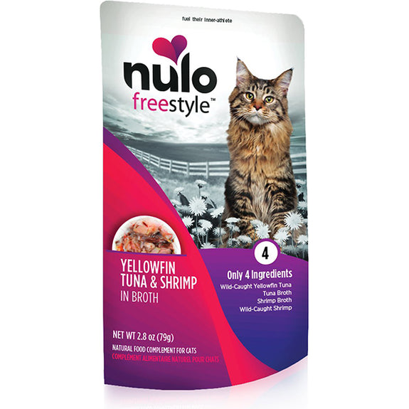 FreeStyle Yellowfin Tuna & Shrimp in Broth Grain-Free Wet Cat Food Topper Pouches