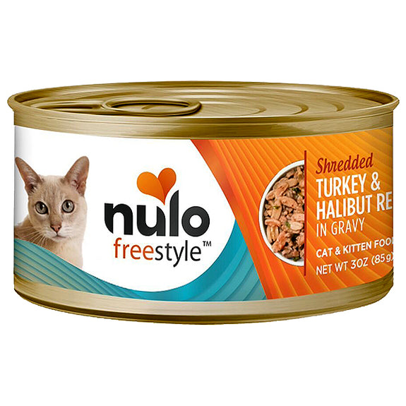 FreeStyle Shredded Turkey & Halibut Recipe in Gravy Grain-Free Canned Cat Food