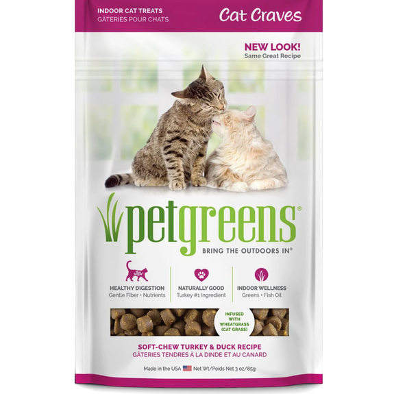 Cat Craves Semi-Moist Cat Treats Made with Wheatgrass Turkey & Duck Flavor