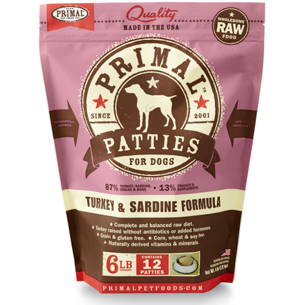 Patties Turkey & Sardine Formula Frozen Raw Dog Food