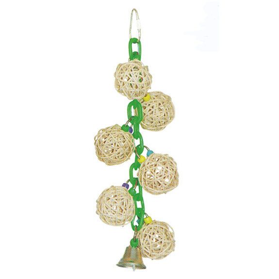 Happy Beaks Vine Balls & Bells on Chain Hanging Bird Toy