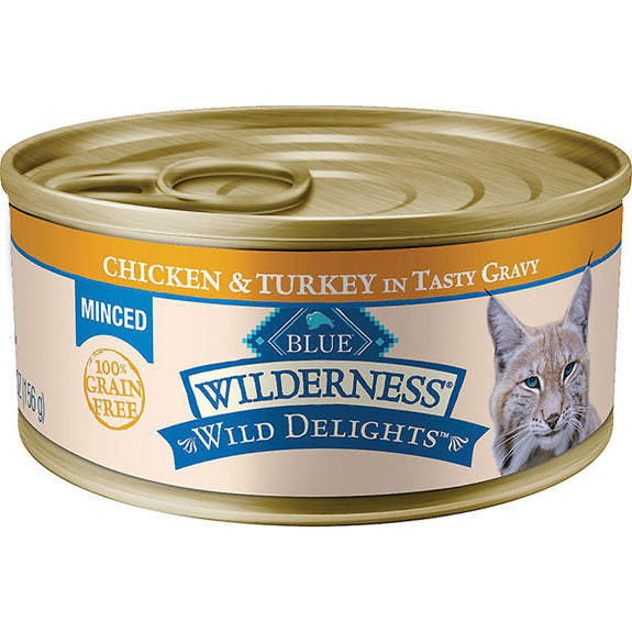 Wilderness Wild Delights Minced Chicken & Turkey in Tasty Gravy Grain-Free Wet Canned Cat Food