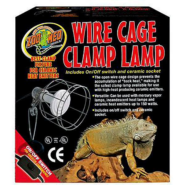 Wire Cage Clamp Lamp Fixture With On/Off Switch