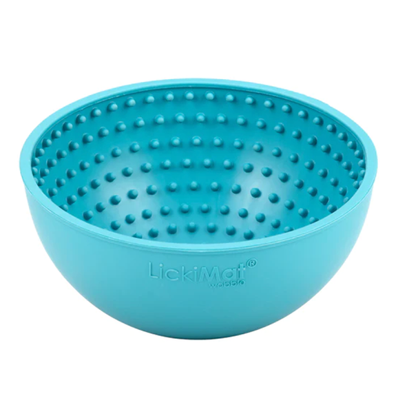 LickiMat Wobble Textured Rubber Slow Feeder Dog Bowl Toy Turquoise