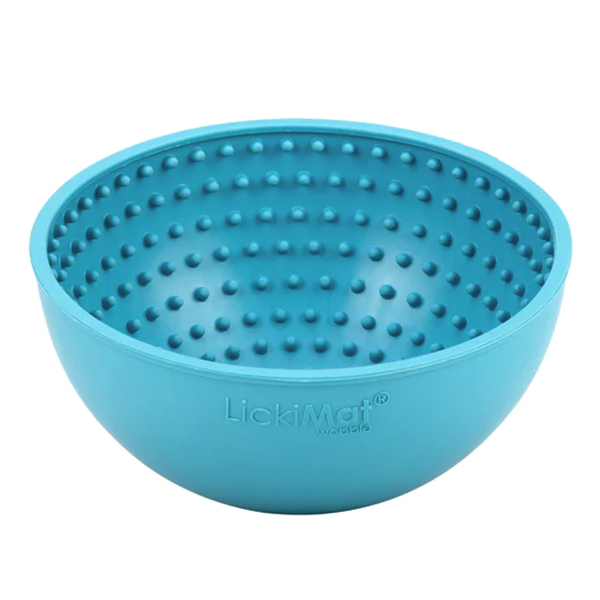LickiMat Wobble Textured Rubber Slow Feeder Dog Bowl Toy Turquoise