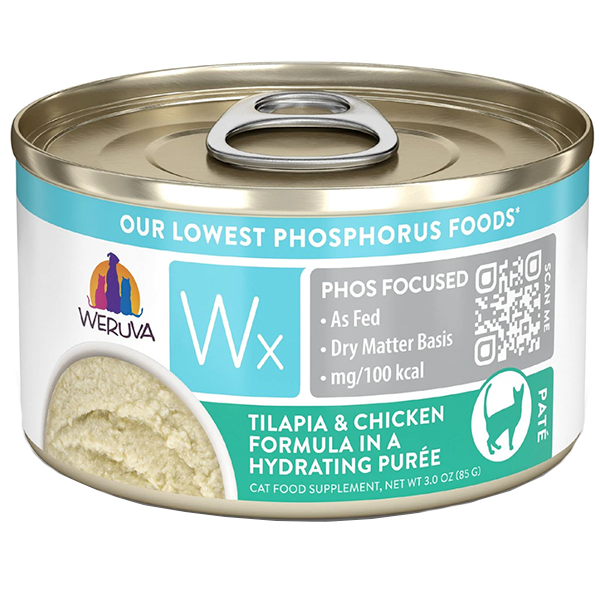 Wx Low Phosphorus Tilapia & Chicken Formula in a Hydrating Puree Grain-Free Wet Canned Cat Food