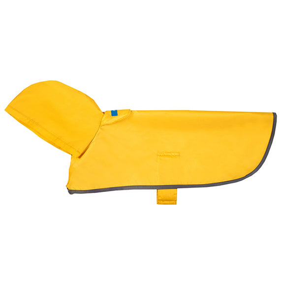 Packable Water Resistant Dog Rain Poncho with Hood Yellow